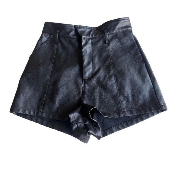 Altar’d State Women’s Faux Leather Black High Waisted Shorts Size XS - Picture 1 of 7